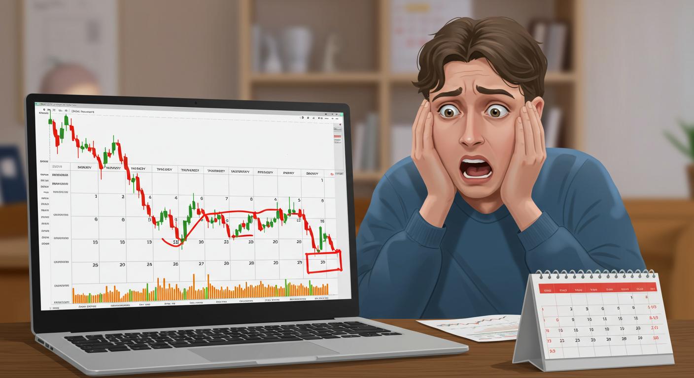 공모주 폭락에 당황하는 투자자의 모습