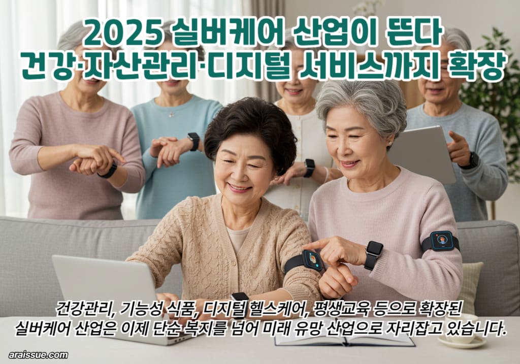 건강관리, 기능성 식품, 디지털 헬스케어, 평생교육 등으로 확장된 실버케어 산업은 이제 단순 복지를 넘어 미래 유망 산업으로 자리잡고 있어요.