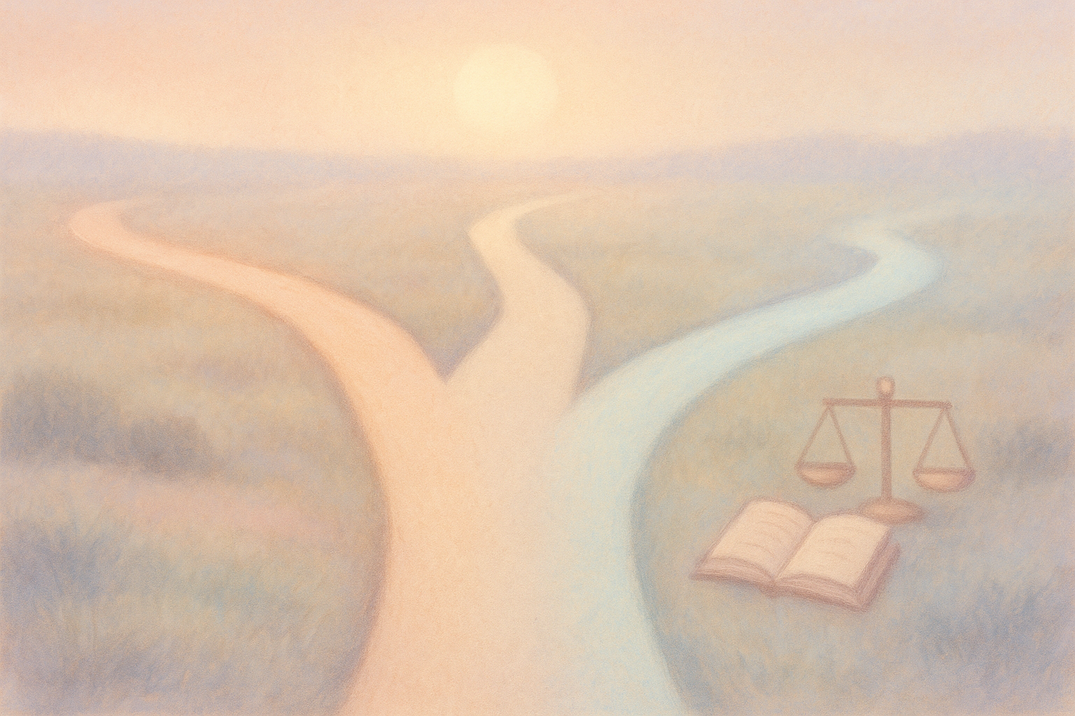 공정함 관련 3 갈래길 일러스트