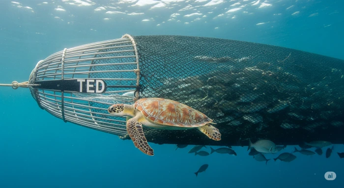 해양생물을 보호하기 위한 장치를 표현한 사진