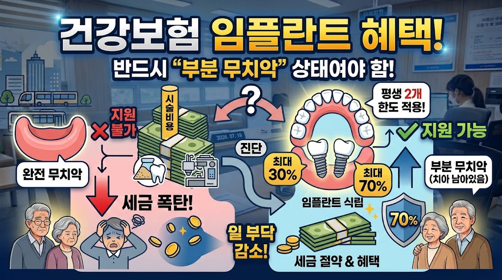 치과를 방문하여 임플란트 건강보험 적용을 위해 검진을 받는 어르신