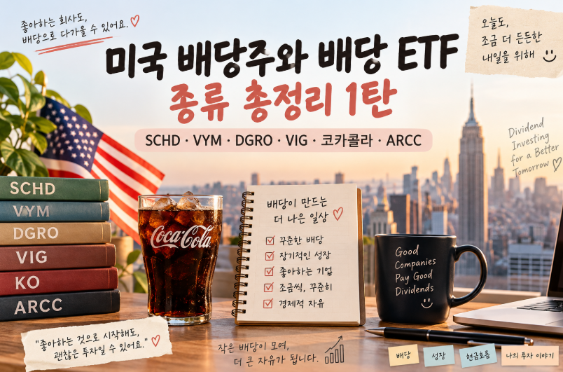 미국 배당주와 배당 ETF 종류 총정리 1탄｜SCHD&middot;VYM&middot;DGRO&middot;VIG&middot;코카콜라&middot;ARCC