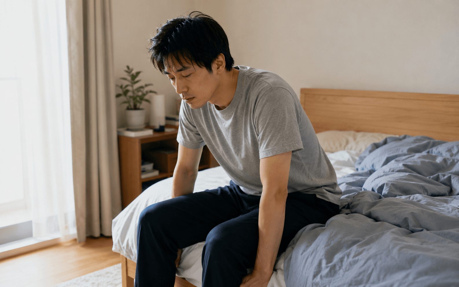 기상후 몸이 무거운 모습
