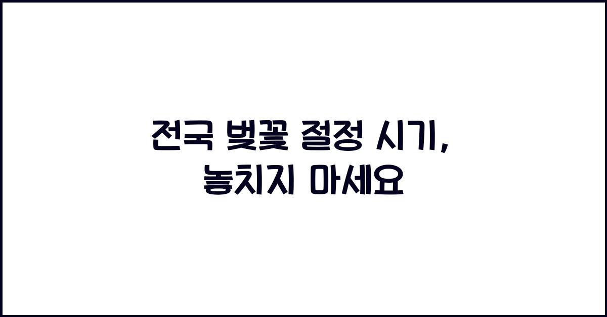 전국 벚꽃 절정 시기