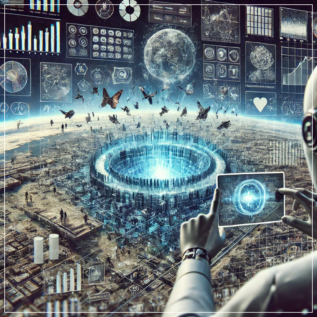 AI가 누락된 데이터를 예측하고 채우는 과정을 시각적으로 표현한 이미지