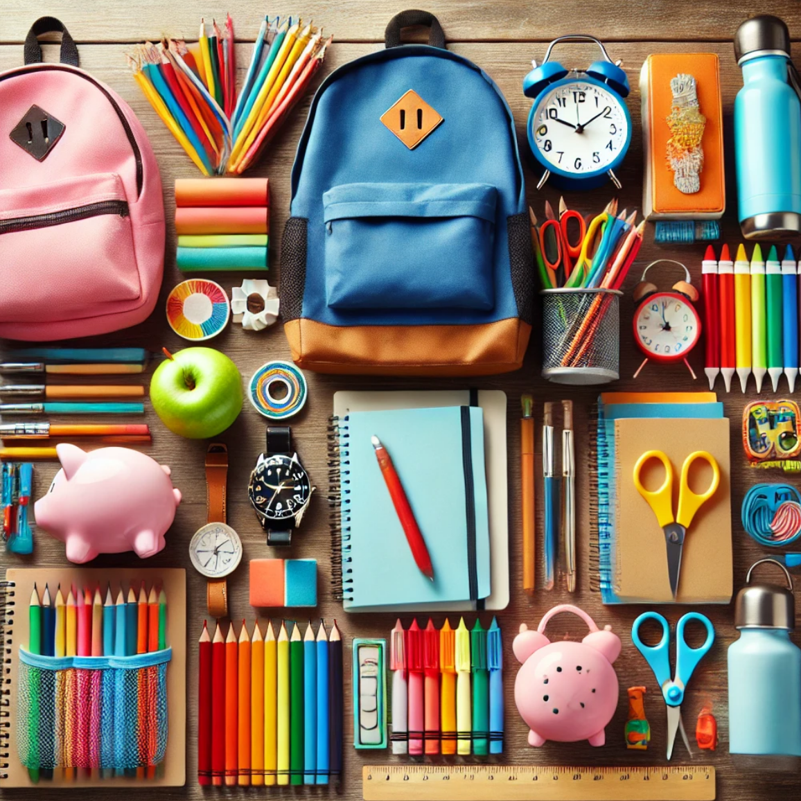 신학기 준비물
색연필,가방,시계 가위, 물통