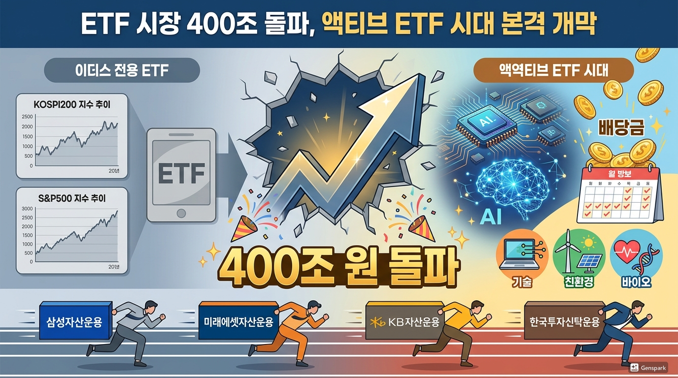 ETF 시장 400조 돌파, 액티브 ETF 시대 본격 개막… 운용사 경쟁 판도 바뀌었다