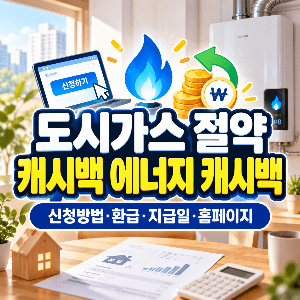 도시가스 동절기 절약 캐시백 에너지 캐시백 신청방법 환급 지급일 홈페이지