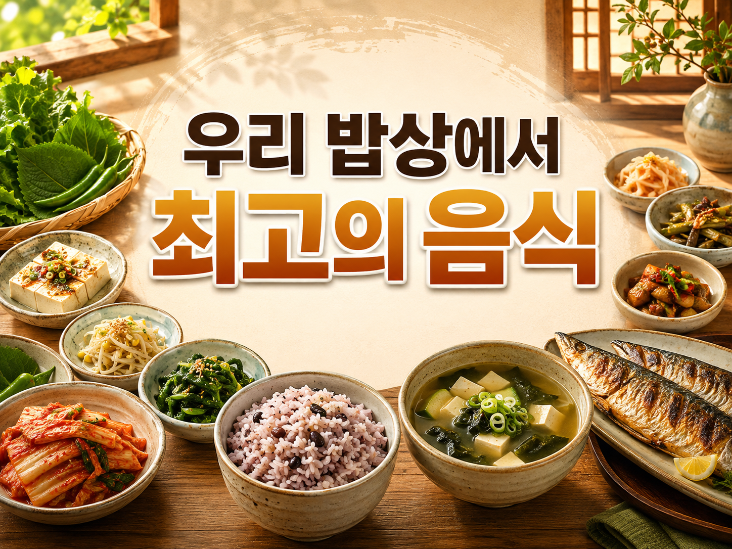 건강한 밥상 (발효김치, 곱창김, 식초 활용)