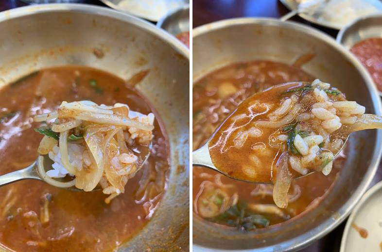 어탕국수에 밥 말은 모습