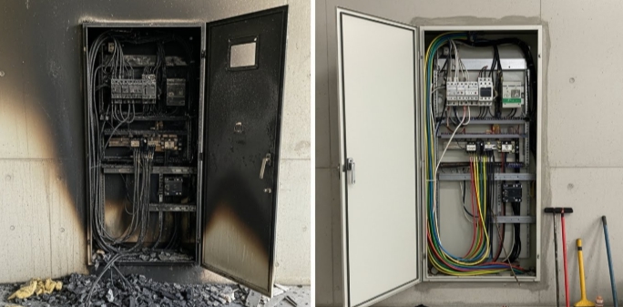 수배전반 청소중