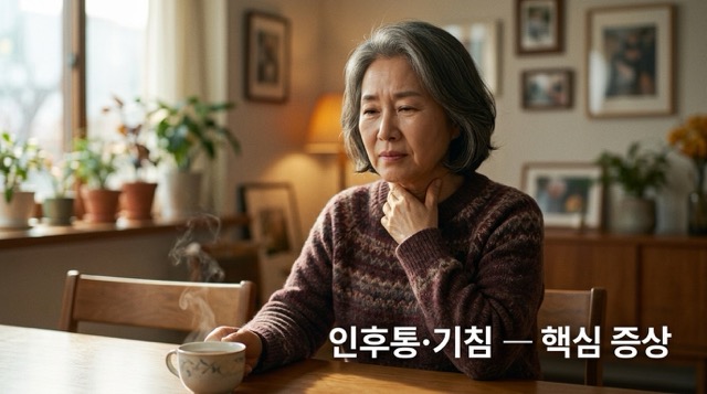 코로나 재유행 증상 인후통 기침