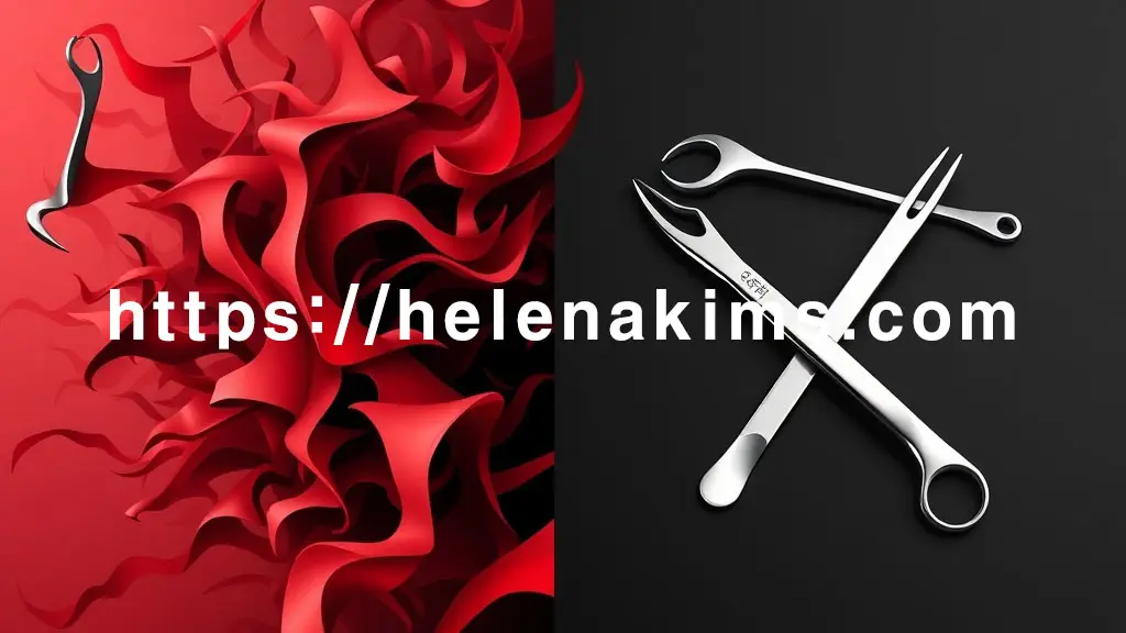 왼쪽은 혼란스럽게 뒤틀리고 짙은 붉은색, 오른쪽은 정밀하고 빛나는 전문가의 손길을 암시하는 이미지.