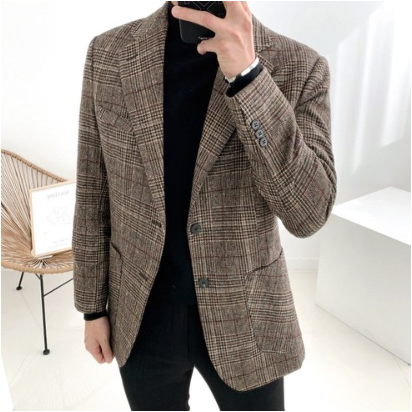 울 글렌체크 남자 싱글자켓 블레이져 2XL 빅사이즈까지(1color)