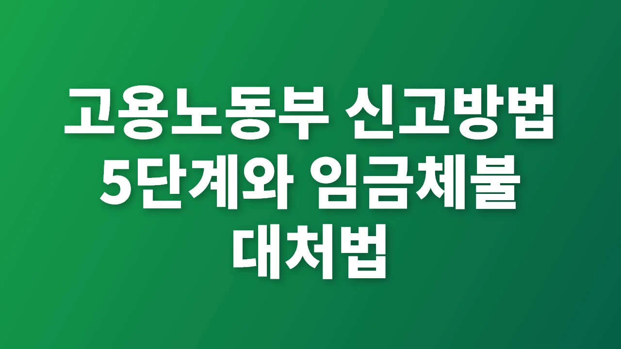 고용노동부 신고방법 5단계와 임금체불 대처법