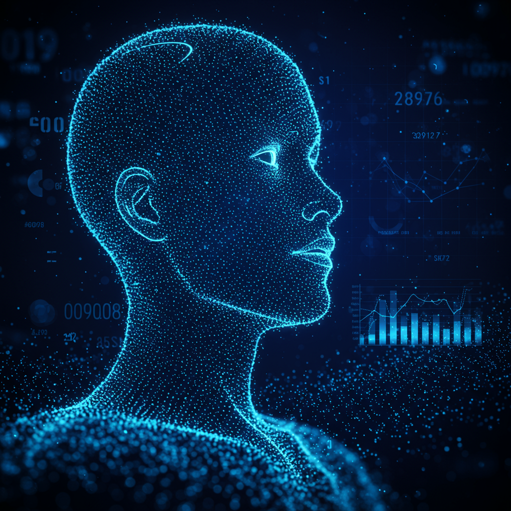 AI가 데이터를 시각화로 변환하는 추상적 이미지