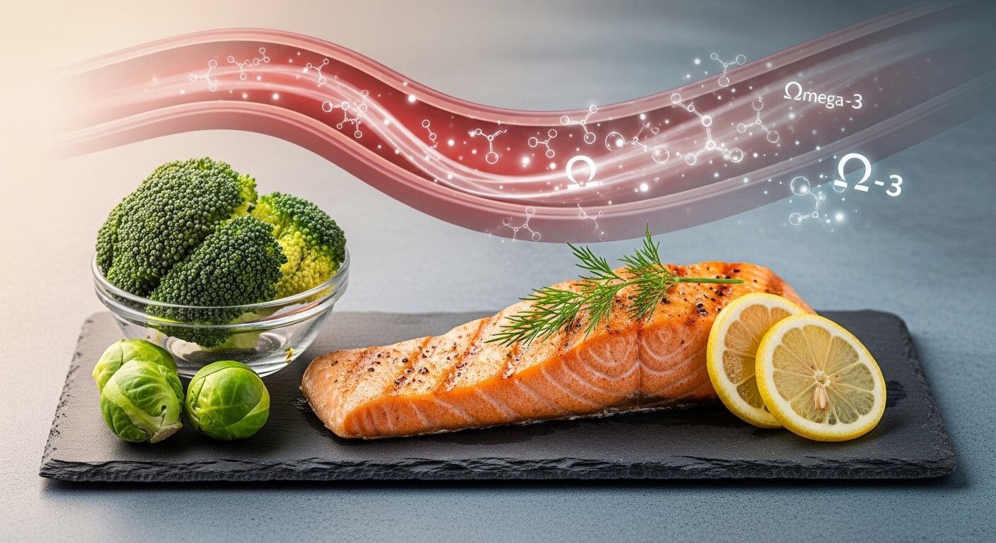 오메가3가 풍부한 연어와 브로콜리 혈관 건강에 좋은 고지혈증 식단