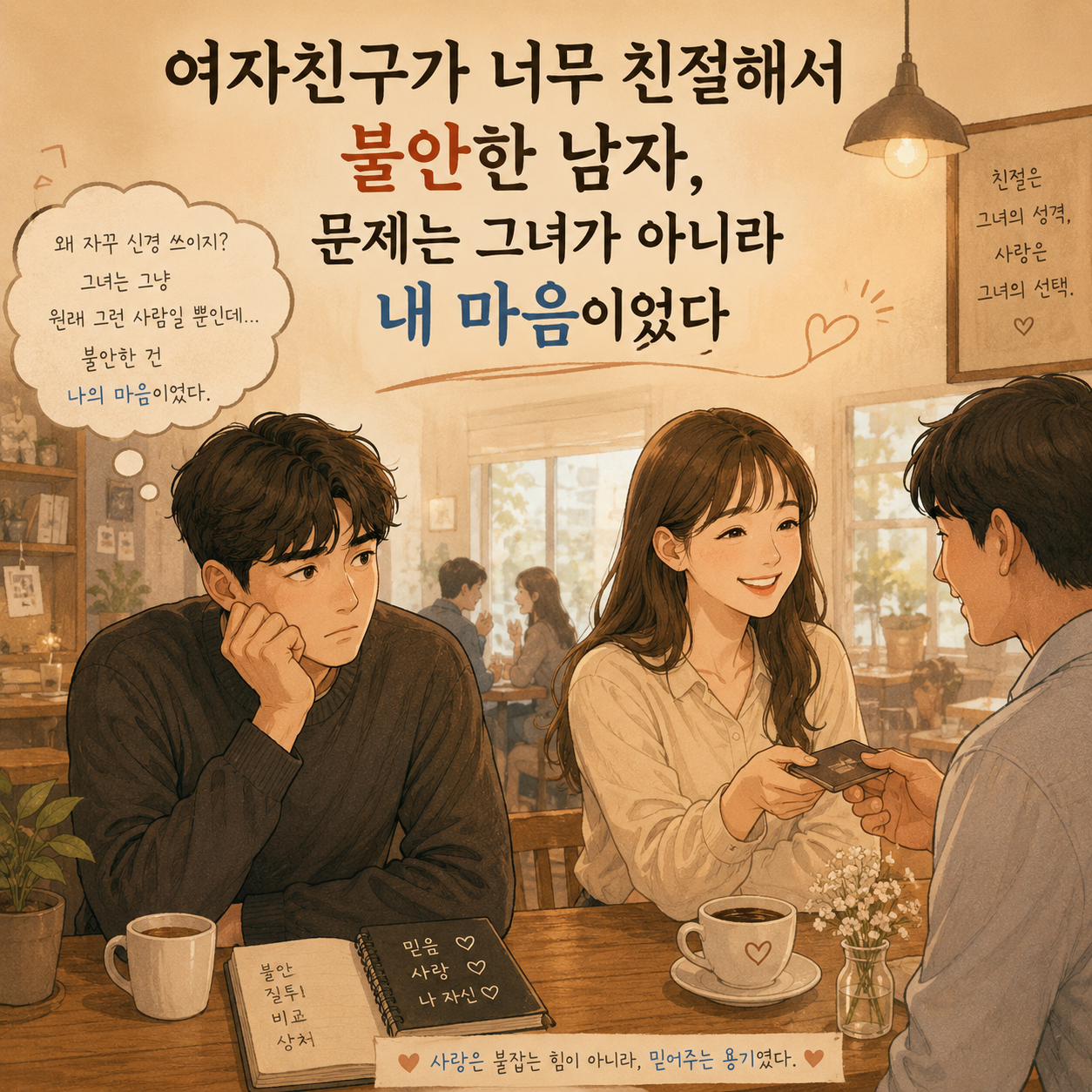 친절한 연인을 사랑하지만, 그 친절함 때문에 불안해지는 사람의 심리