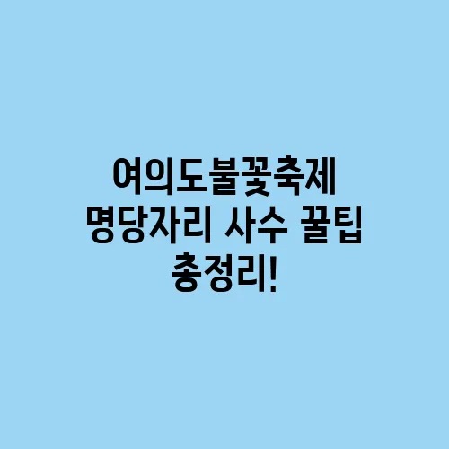 여의도불꽃축제 명당자리 사수 꿀팁 총정리!