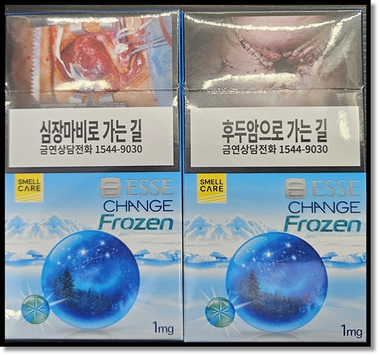 편의점 인기담배 에쎄 체인지 프로즌(ESSE Change Frozen): 입냄새 저감 기술로 냄새 걱정 NO! 맛과 향 스펙 특징과 에쎄히말라야와의 차이점