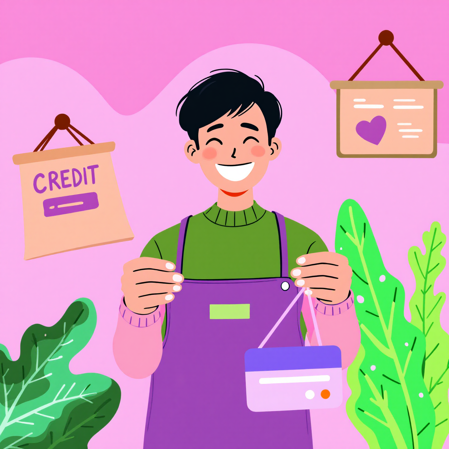 비즈플러스 카드 들고 있는 소상공인