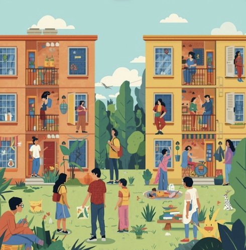 아파트와 입주민 ai 그림