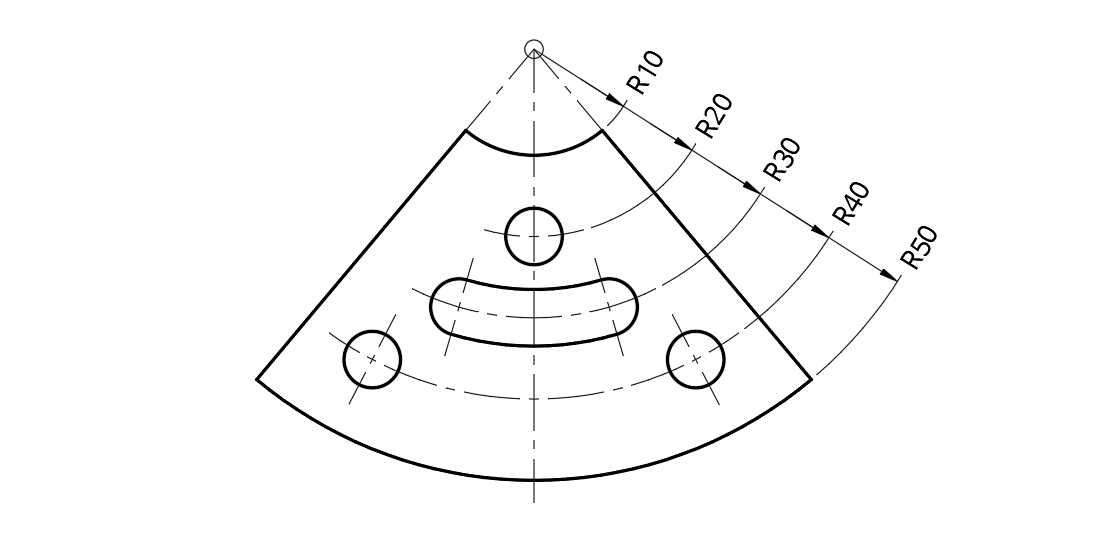동일-중심을-가진-반지름의-치수-기입
