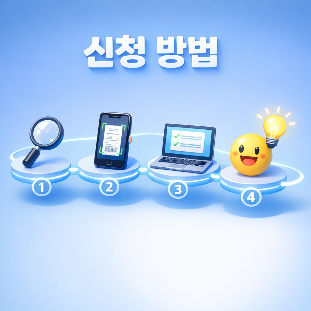 30분 만에 끝내는 전기요금 특별지원 4단계 신청 방법 3D 웹툰 이미지