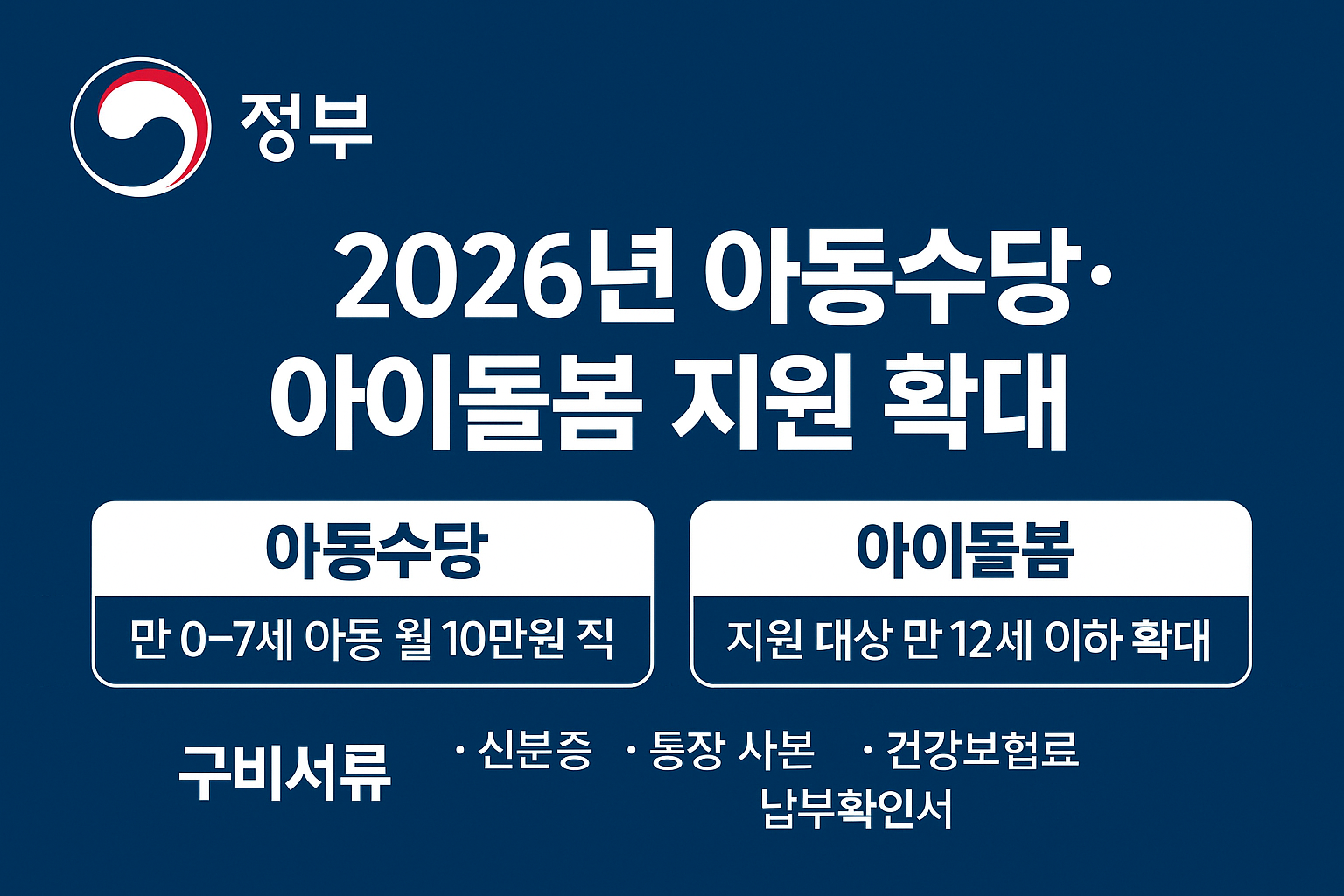 아동수당과 아이돌봄 관련 사진첨부