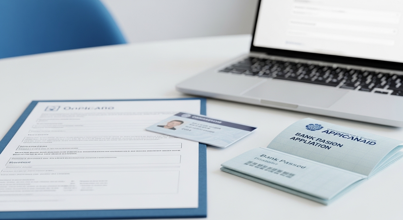 난방비 지원 신청에 필요한 신분증, 통장 사본, 각종 서류들이 깔끔하게 정돈된 모습.