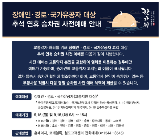 2025 추석 기차표 예매