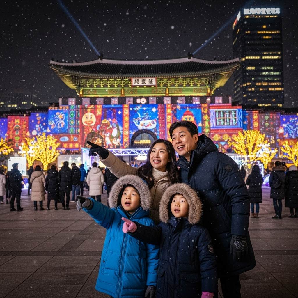 서울윈터페스타 제야의 종, 타종식을 구경나온 가족