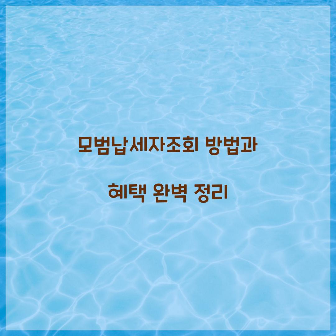 모범납세자조회