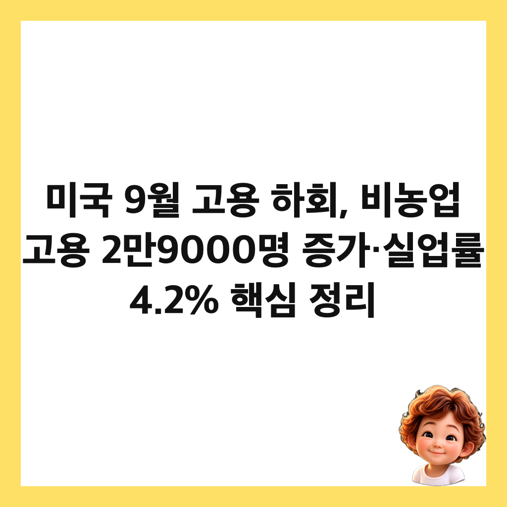 ๋ฏธ๊ตญ 9์ ๊ณ ์ฉ ํํ, ๋น๋์
๊ณ ์ฉ 2๋ง9000๋ช
์ฆ๊ฐ·์ค์
๋ฅ 4.2% ํต์ฌ ์ ๋ฆฌ ์ธ๋ค์ผ