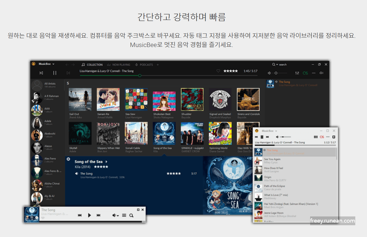 뮤직비(MusicBee) 다운로드: 강력한 라이브러리, 풍부한 테마 지원 오디오 플레이어