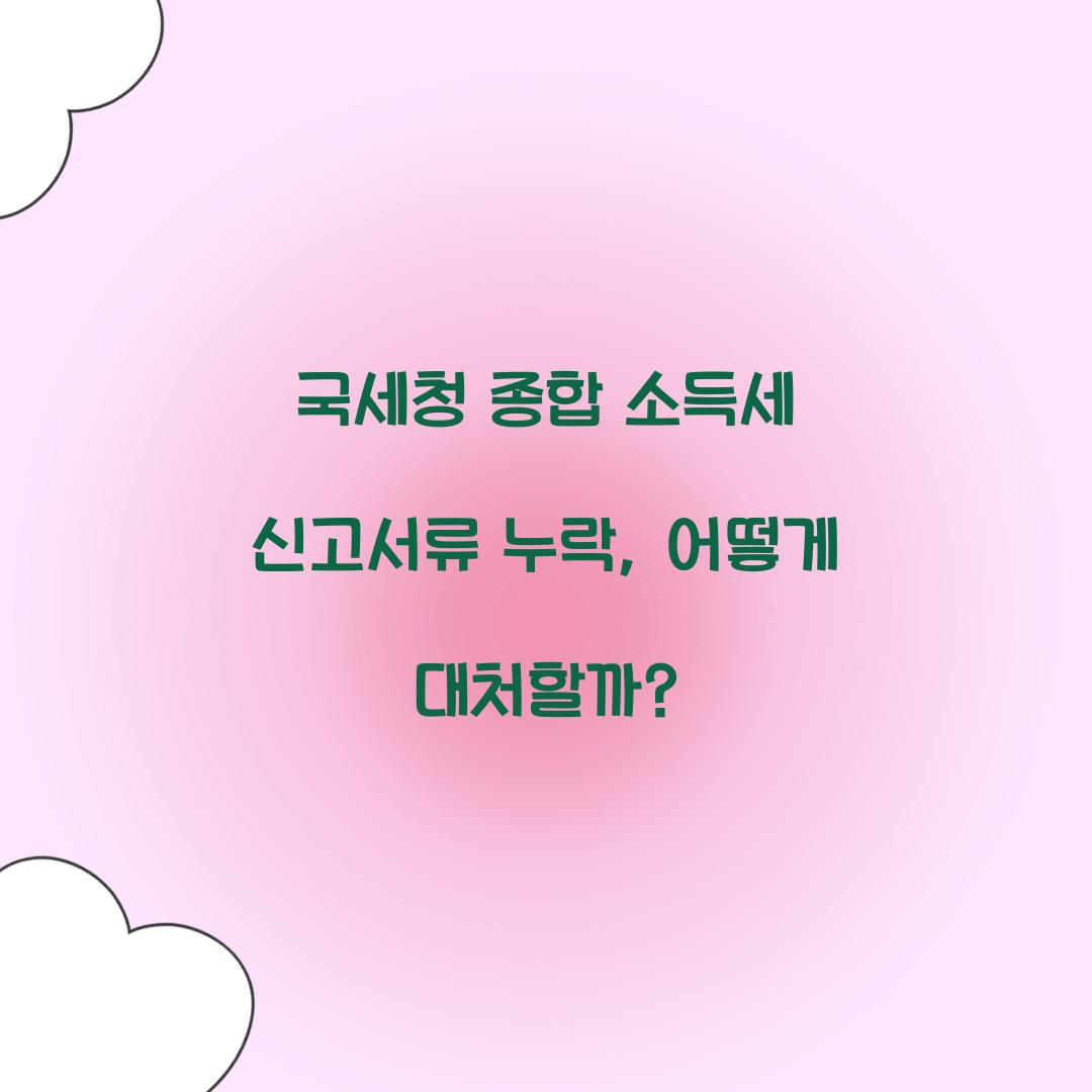 국세청 종합 소득세 신고서류 누락 시 대처법