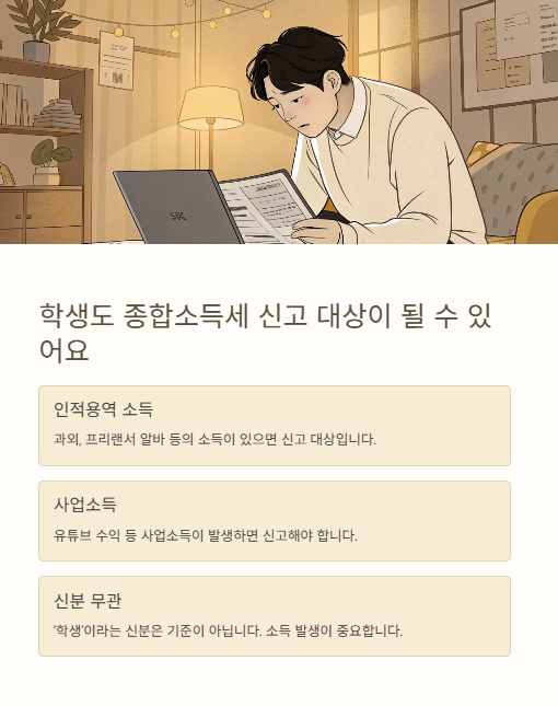 학생도 종합소득세 신고 대상이 될 수 있어요