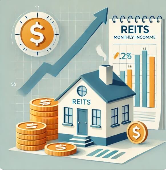 집모양이 있고 달러와 그래프가 올라가는 그림