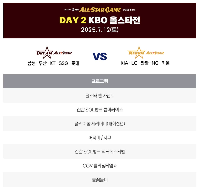 2025 KBO 올스타 일정