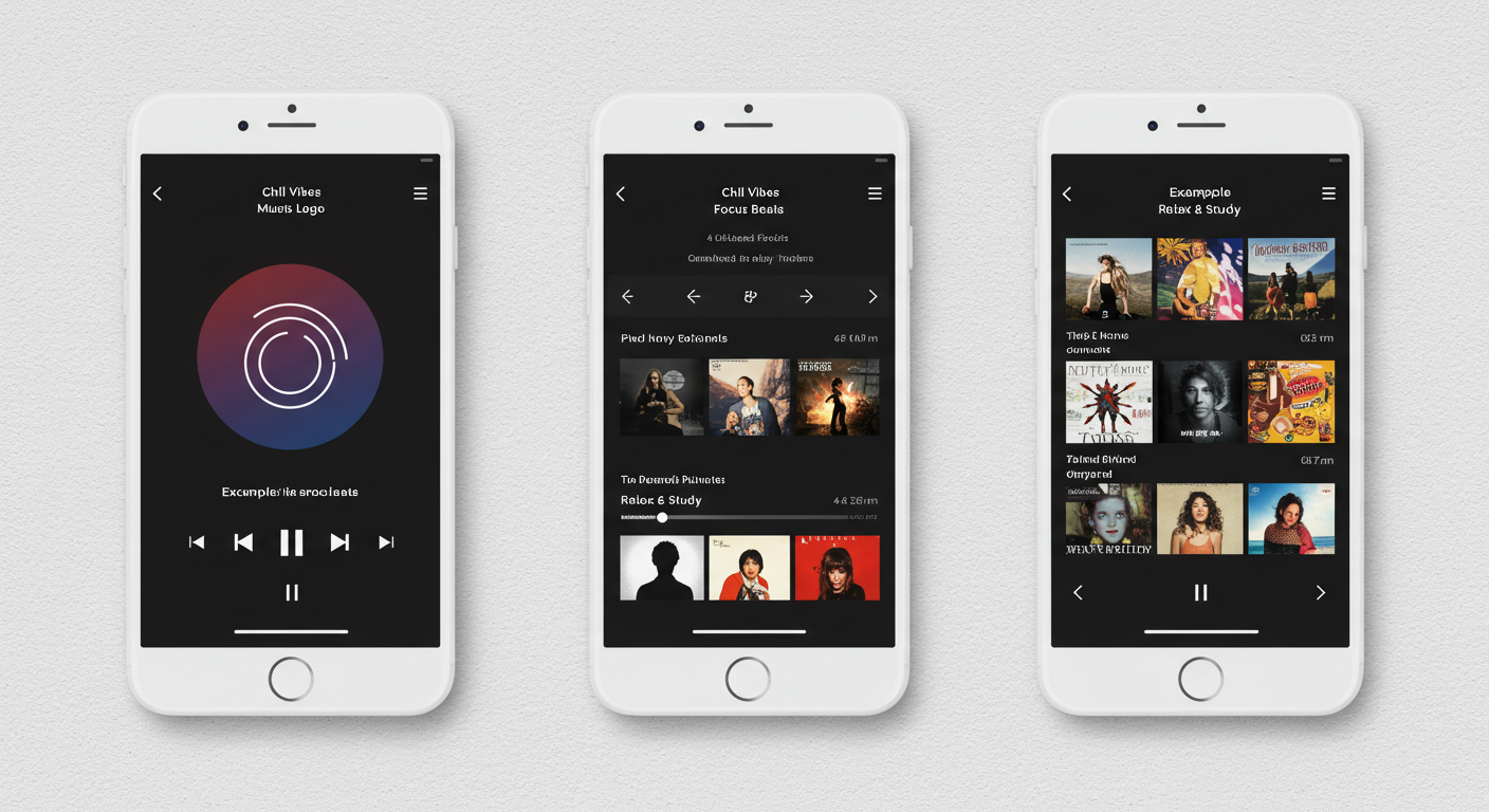 음악 플랫폼 로고와 추천 플레이리스트