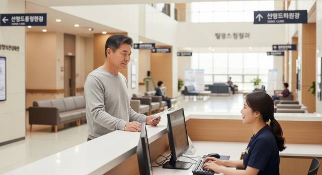 【IMG7 &mdash; 만성 기침으로 이비인후과&middot;소화기내과를 방문하는 55세 한국인 이미지】