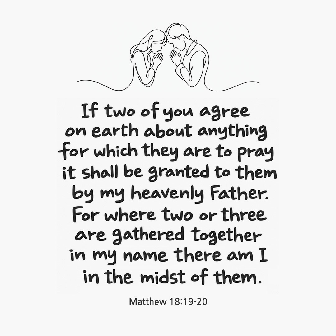Today's Bible verse card Matthew 18:19-20 scripture image
