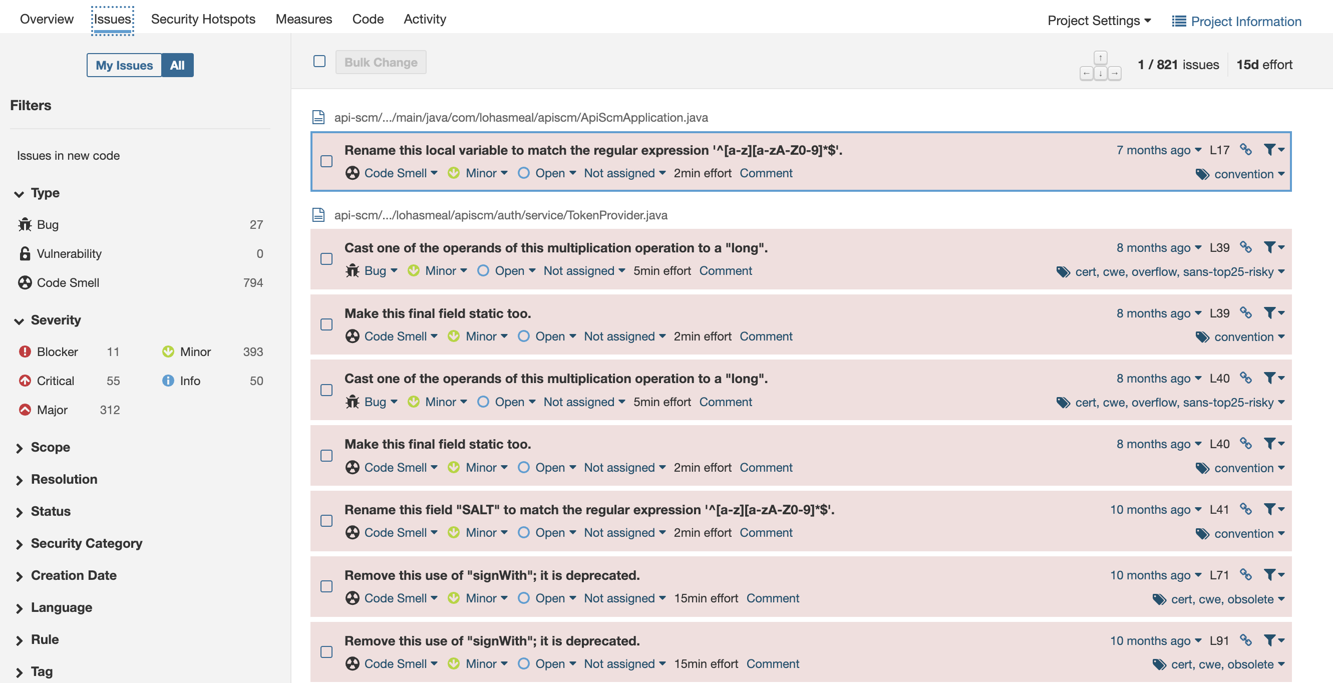 SonarQube Issues