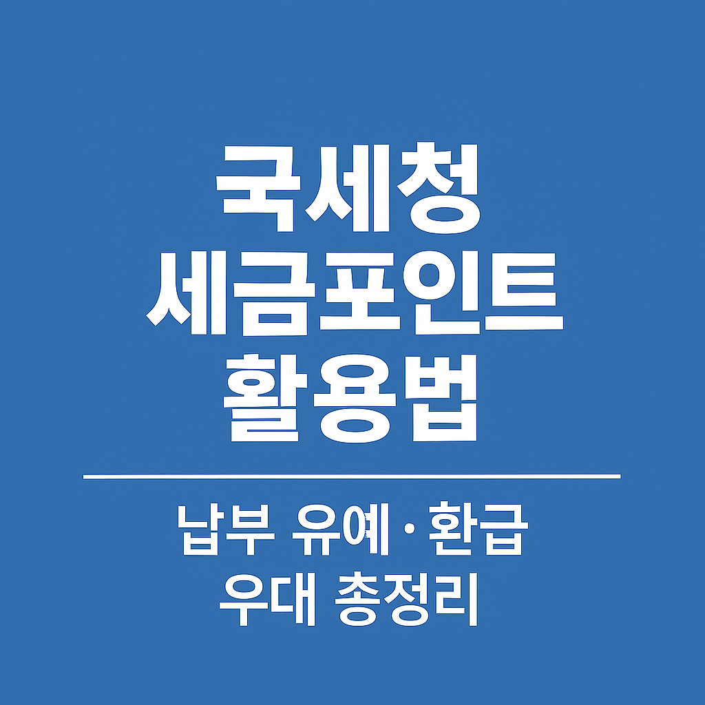 국세청 세금포인트 활용법|납부 유예·환급 우대받는 법 총정리