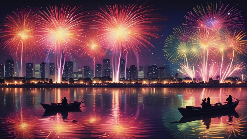 선상에서 즐기는 환상적인 불꽃놀이