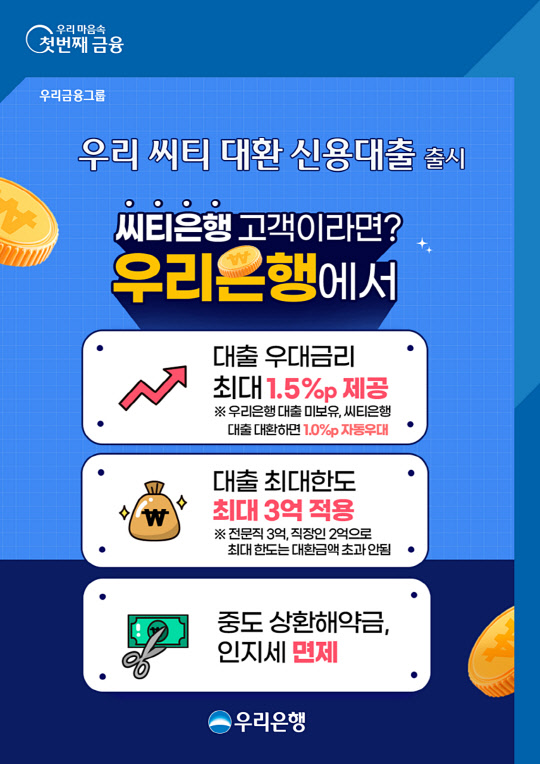 우리은행, 씨티은행 신용대출갈아타기 - 우리 씨티 대환 신용대출