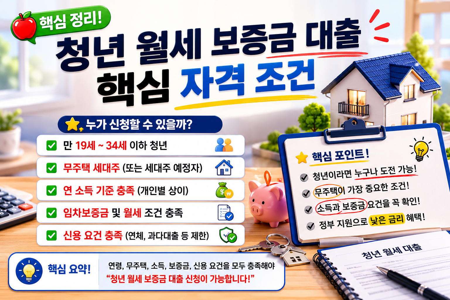 청년 월세 보증금 대출 핵심 자격 조건