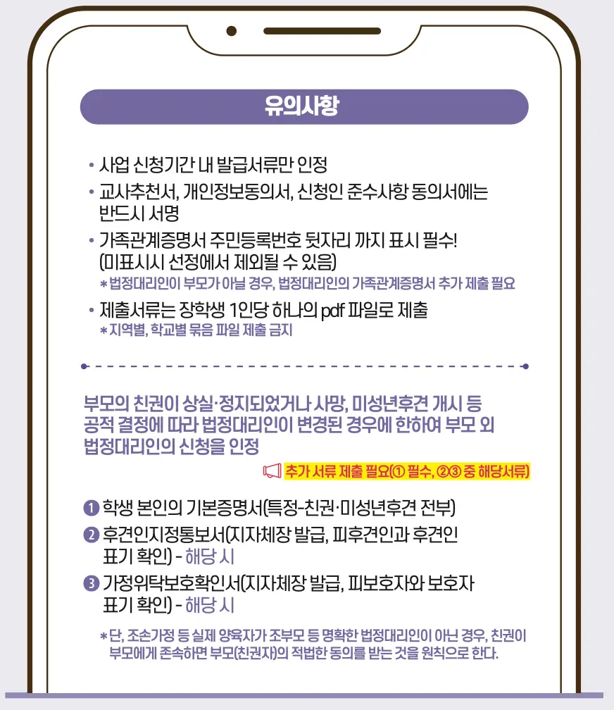 서류 제출 유의사항