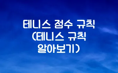 테니스 점수 규칙 (테니스 규칙 알아보기)