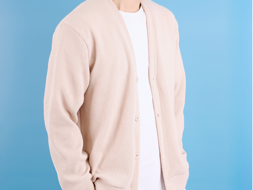 봄철 남성 의류 추천 BEST 5 - ELLEXTI 리브드 코듀로이 루즈핏 니트 카디건